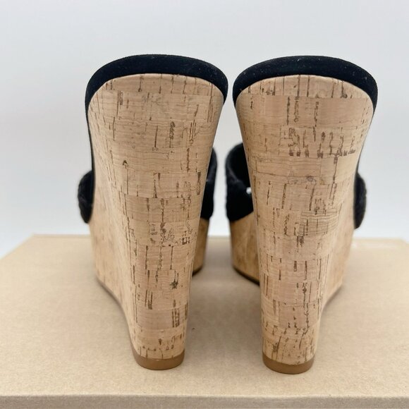 Veronica Beard Dali Woven Cork Platform Wedge Mules Black Women’s US 10 - $325 - Picture 7 of 11